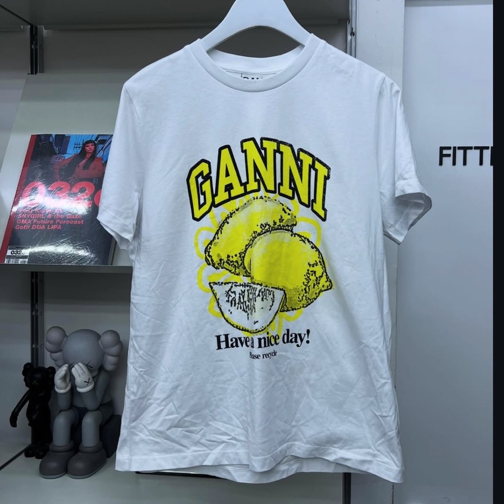 GANNI Basic Jersey Lemon Relaxed T-Shirt